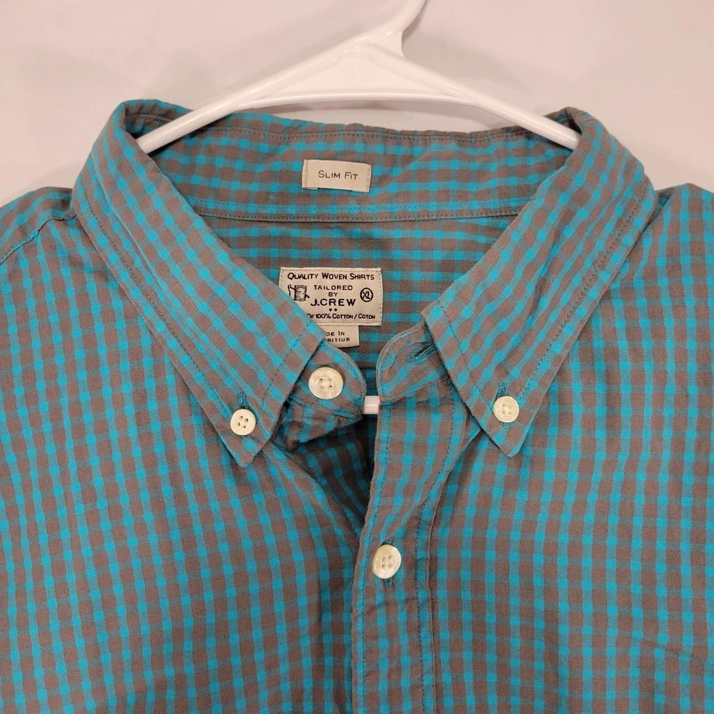 J.Crew Men's Button Down Quality Woven‎ Shirt Size XL Slim Fit Checked